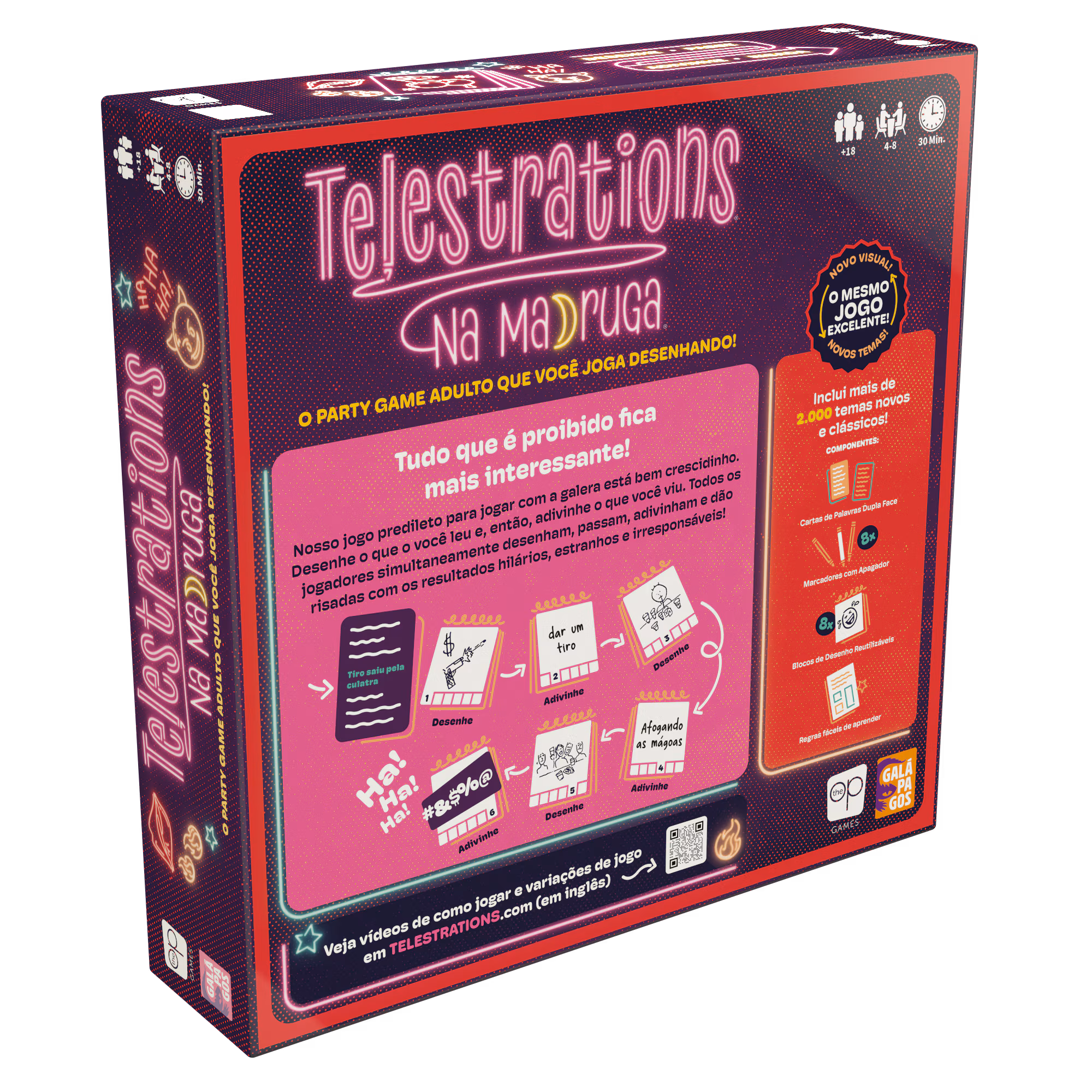 verso da caixa telestrations na madruga
