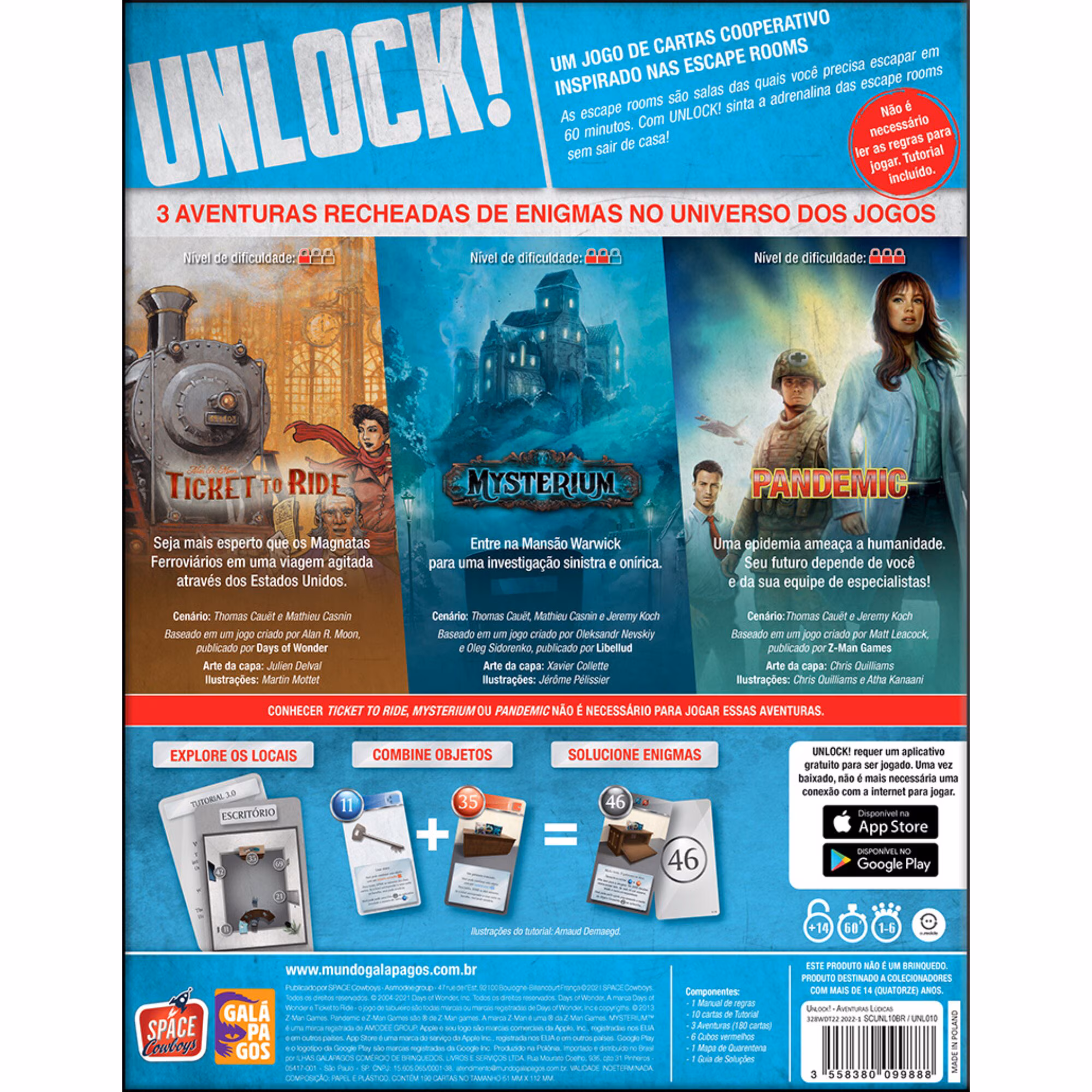 verso da caixa do unlock aventuras atemporais